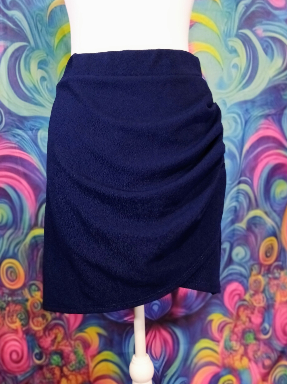 Navy Ruched Mini Skirt